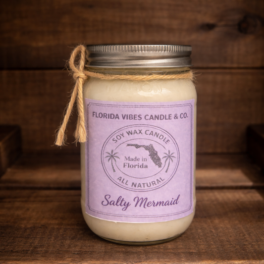 Salty Mermaid 16 oz Mason Jar Candle