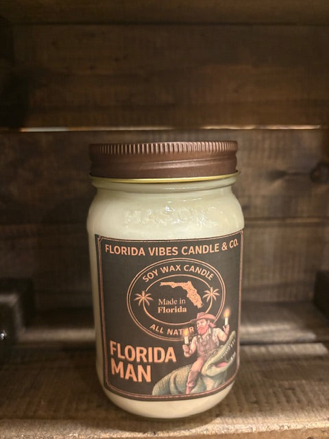 FLORIDA MAN 16 oz Mason Jar